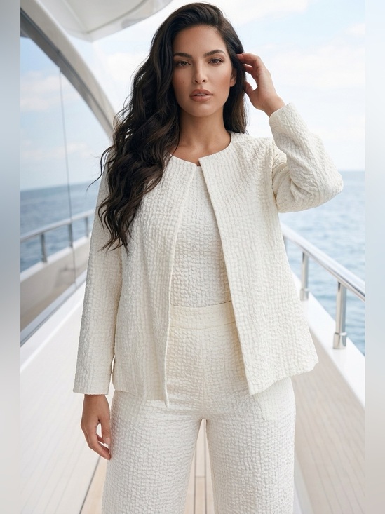 Eileen Fisher Jackets & Blazers - Eileen Fisher Open Front Swing Jacket Embroidered Cotton Square SZ M NWT